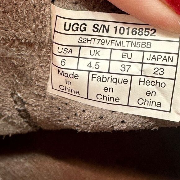 UGG Classic Unlined Mini Boot Gray Perforated Leather Ankle Pull On Shoe Size 6 - Picture 10 of 11